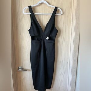 Cutout V Neck Black Dress NEW